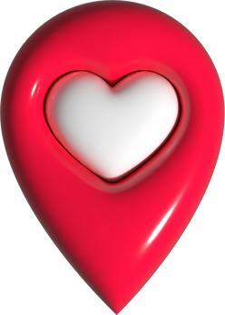 3d red location pin heart